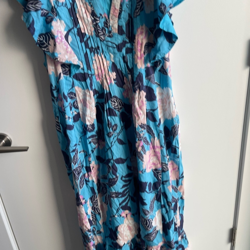 Anthropolagie Mauve Floral Blue Maxi Dress - Picture 4 of 8